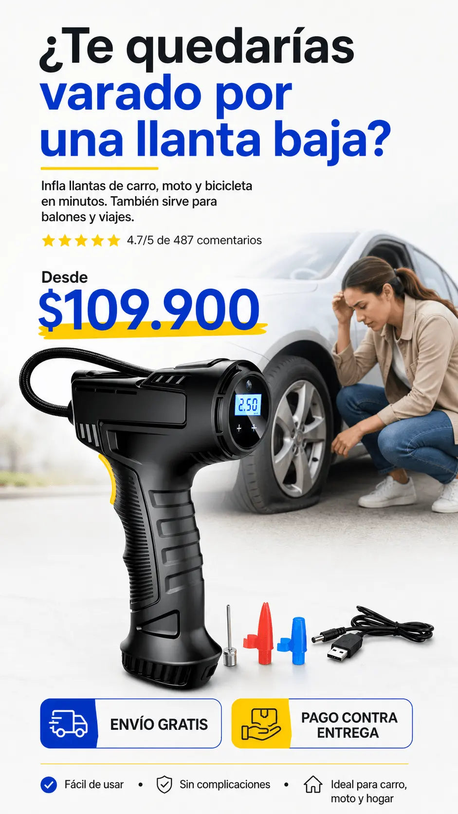 Inflador Llantas Compresor Inalambrico